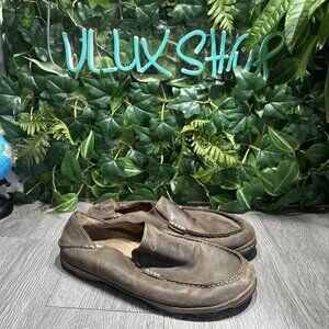 Olukai Mens US Sz 9.5 Moloa Brown Leather Slip On Loafer Shoes